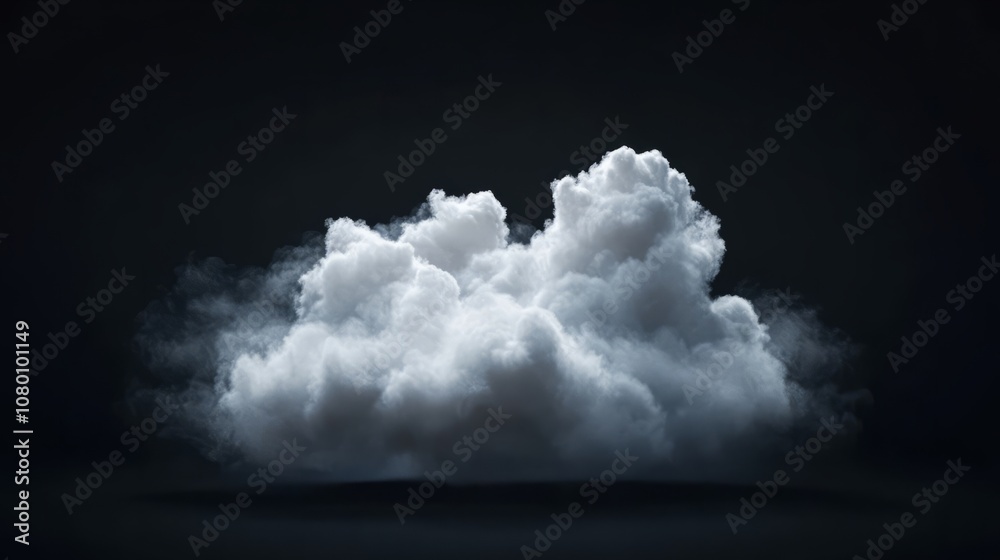 White cloud with fluffy texture and soft light, hovering against a black background, no people, no text, no brand logo, no brand name, one color background White cloud with fluffy texture and soft light, hovering against a black background, no people, no text, no brand logo, no brand name, one color background
