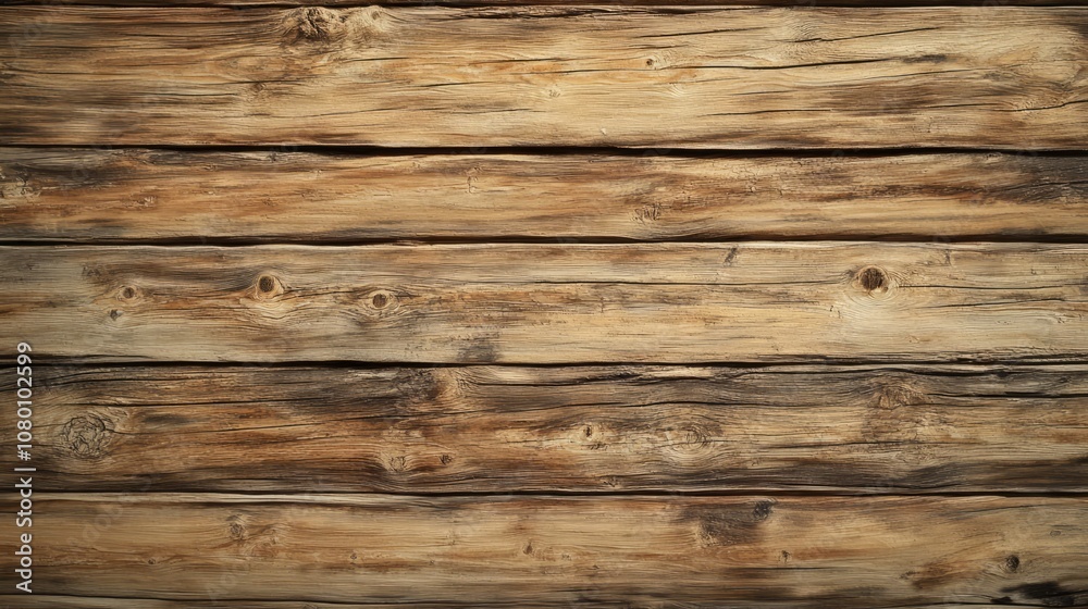 Wooden wall with deep grain, knots, and weathered surface, realistic details Wooden wall with deep grain, knots, and weathered surface, realistic details