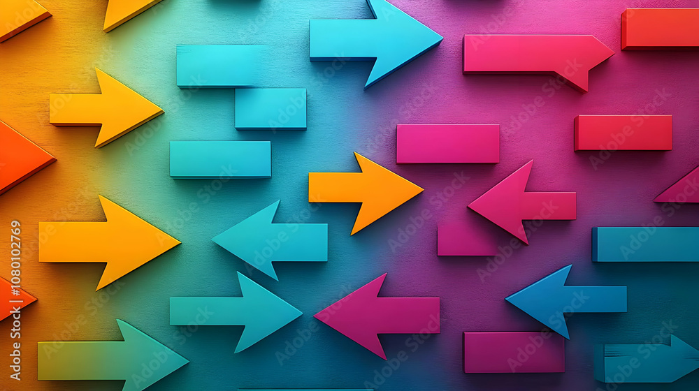 Colorful 3D Arrows Abstract Background Colorful 3D Arrows Abstract Background