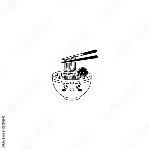 Noodles silhouette vector bowl of noodles silhouette vector design Noodle soup bowl line art vector food, restaurants and Asian cuisine featuring a modern illustration of a bowl of noodles overflowing