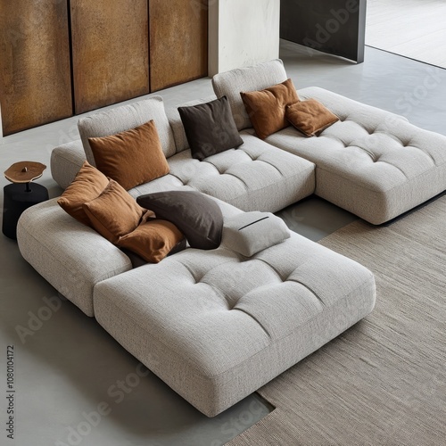 A modular sectional sofa with adjustable backrests and modern cushions.