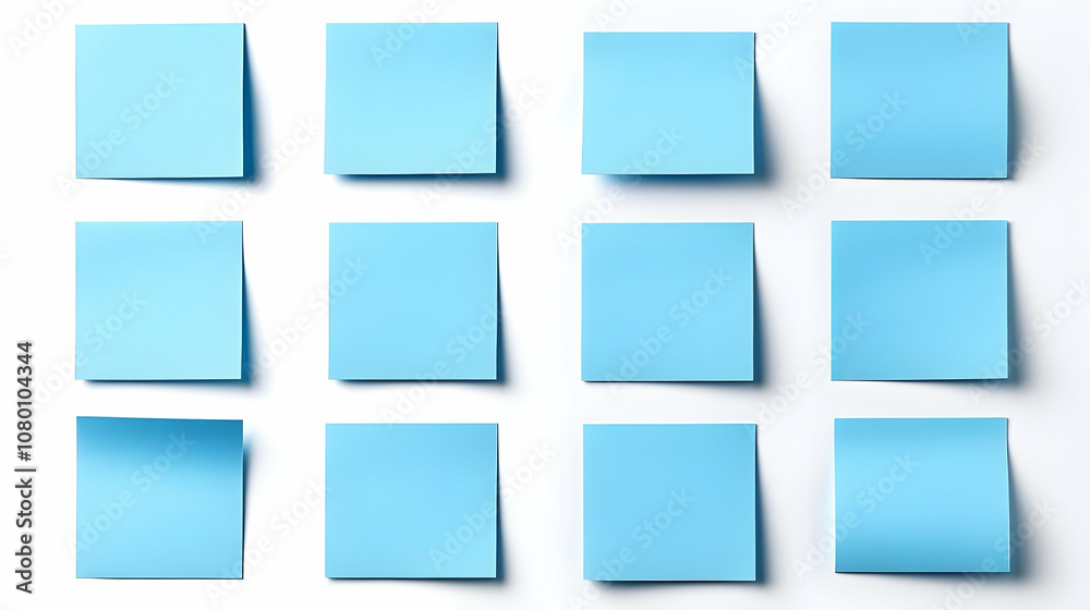 Blue Sticky Notes on White Background - Illustration Blue Sticky Notes on White Background - Illustration