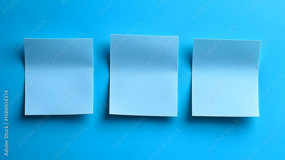 Three Blue Sticky Notes on a Blue Background - Illustration Three Blue Sticky Notes on a Blue Background - Illustration