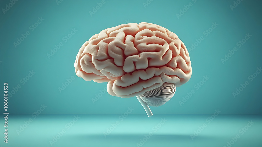 3D Brain Illustration on Blue Background 3D Brain Illustration on Blue Background