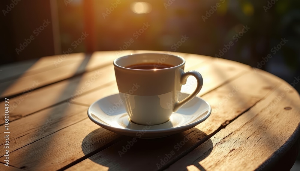A moment of tranquility with a warm cup of coffee A moment of tranquility with a warm cup of coffee