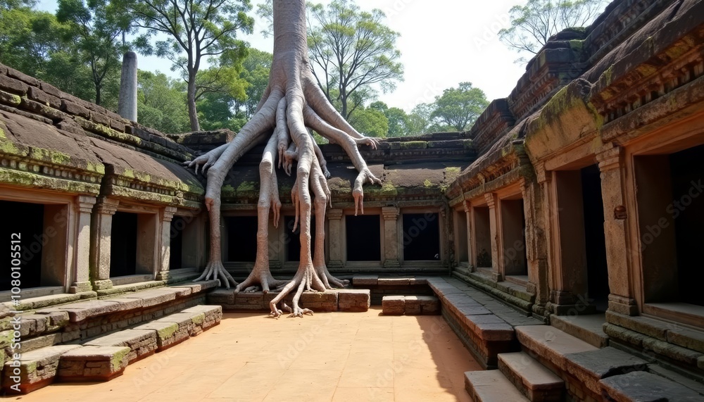 Naklejka premium Ancient temple natures embrace