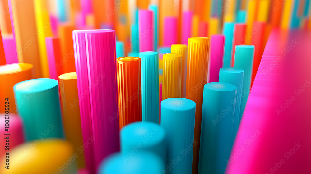 Abstract 3D Colorful Cylinders Background Abstract 3D Colorful Cylinders Background