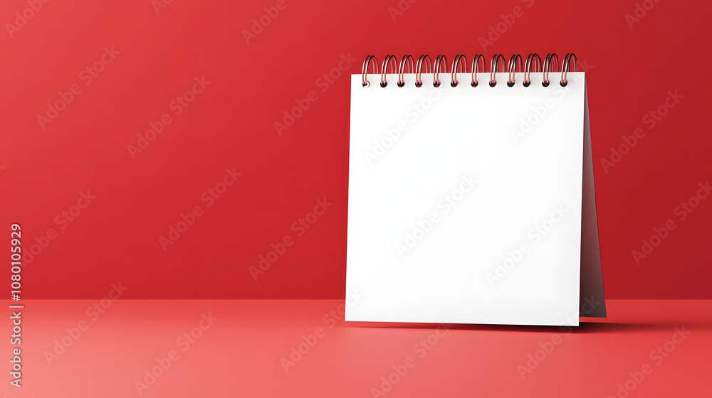 Blank Spiral Calendar on Bright Red Background for Creative Planning, Scheduling, or Personal Organization Needs in Vibrant Minimalist Style Blank Spiral Calendar on Bright Red Background for Creative Planning, Scheduling, or Personal Organization Needs in Vibrant Minimalist Style