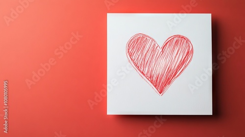 Minimalist valentine's day card featuring a simple heart sign drawn in elegant line art style