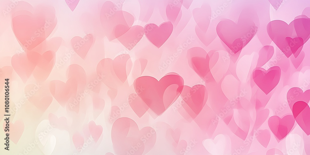Abstract light pink gradient background with a faint heart pattern. Abstract light pink gradient background with a faint heart pattern.