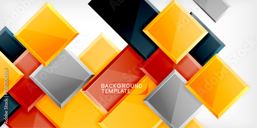 Glass toy style square shapes abstract design. Vector Illustration For Wallpaper, Banner, Background, Card, Book Illustration, landing page