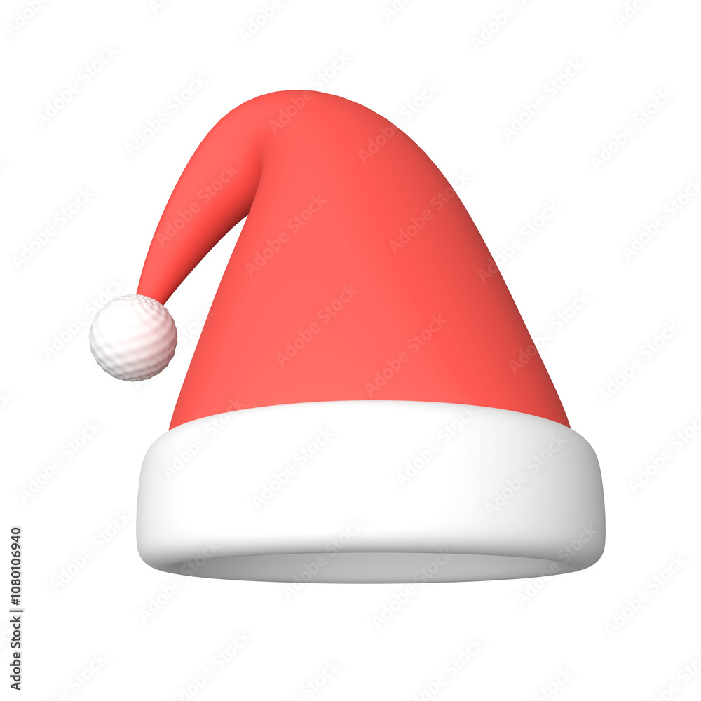 3d santa hat. Festive Christmas hat. 3d rendering