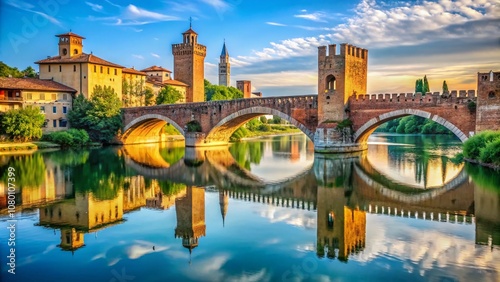 Castelvecchio Bridge Verona Italy Adige River AI Photography