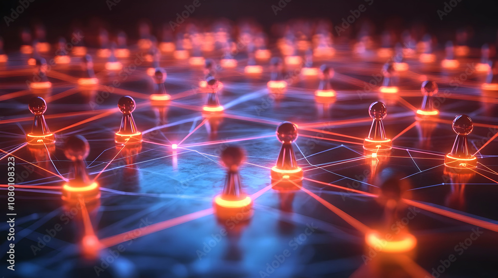 3D Illustration of a Network of Connected Objects 3D Illustration of a Network of Connected Objects