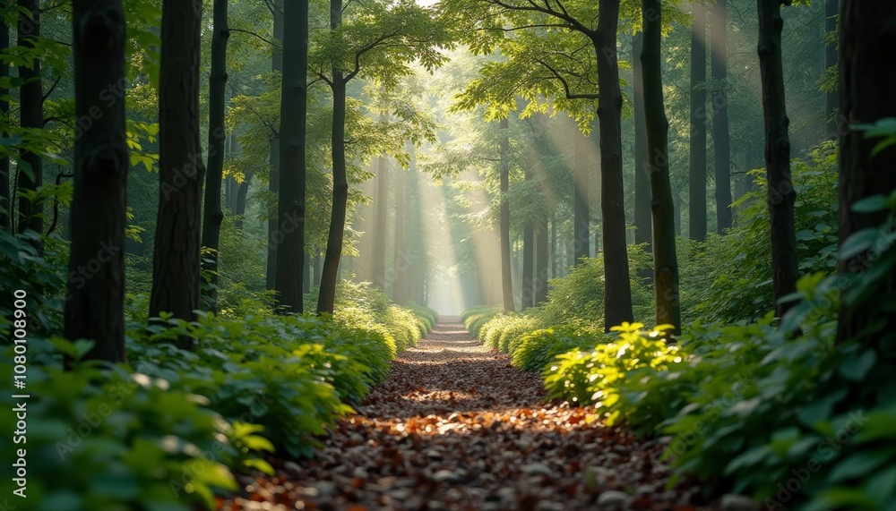 Fototapeta premium A serene forest path inviting exploration
