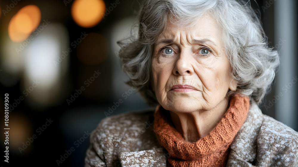 Close-up Portrait of a Senior Woman with Gray Hair - Realistic Image Close-up Portrait of a Senior Woman with Gray Hair - Realistic Image