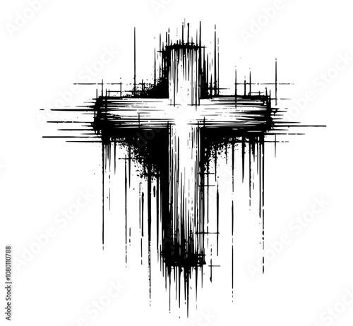 Minimalist representation of the cross – black silhouette
