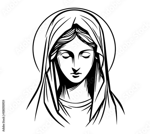virgin mary artisticshowcasing sacred expressions and prayer black vector