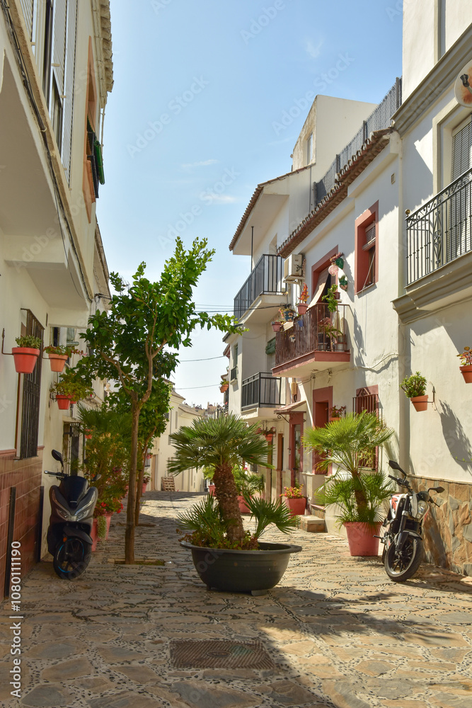 Fototapeta premium Estepona, charming old town of a Spanish town on the Costa del Sol on a summer holiday day.