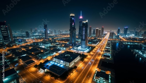 Wallpaper Mural  Vibrant cityscape at night illuminated by bright lights and neon signs Torontodigital.ca