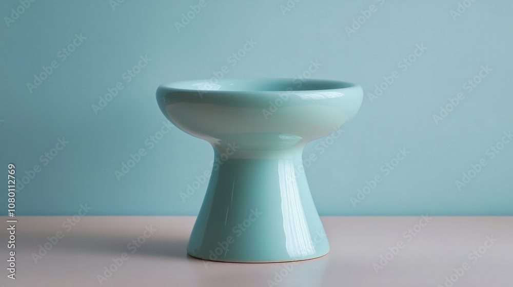 A pastel turquoise pedestal on a smooth surface A pastel turquoise pedestal on a smooth surface