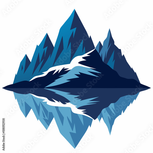 Mountain reflection in lake silhouette vector illustration