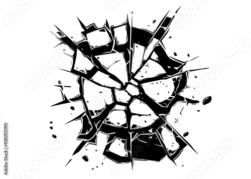 artistic cracked surface detail for creative use – black vector