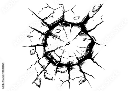 artistic cracked surface detail for creative use – black vector
