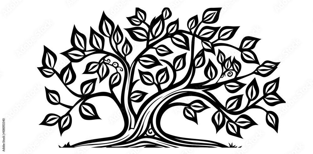 Fototapeta premium elegant tree of life design with intricate branches and leaves black vector