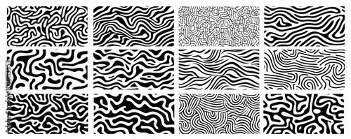 abstract wavy patterns collection in black and white vector