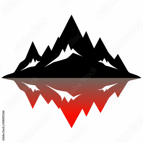 Mountain reflection in lake silhouette vector illustration