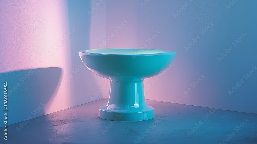 A pastel turquoise pedestal reflecting a soft glow A pastel turquoise pedestal reflecting a soft glow