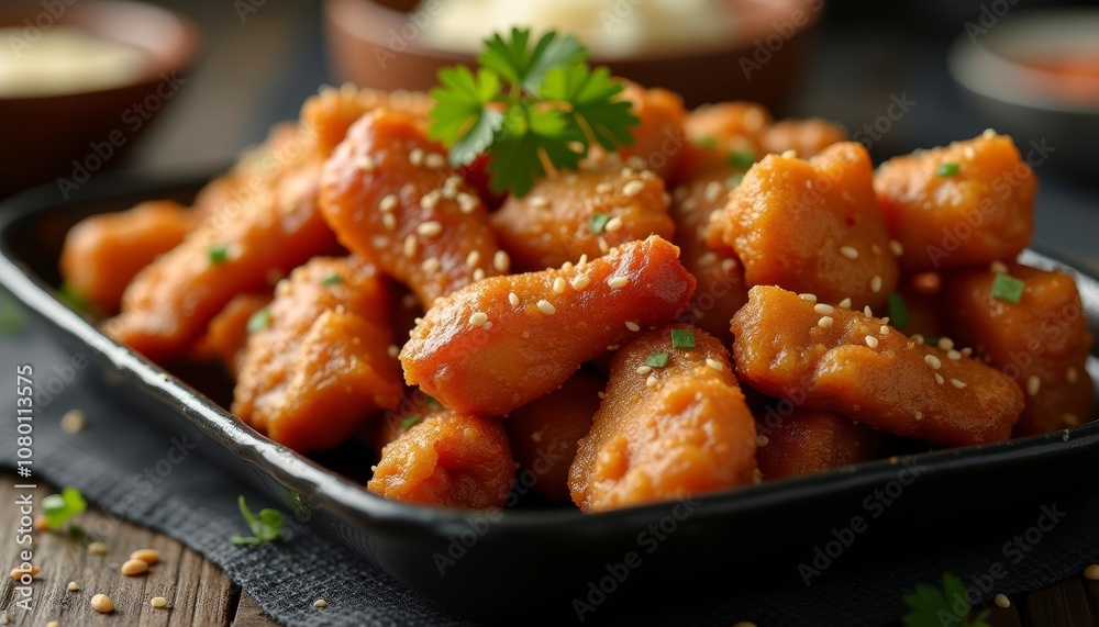 Deliciously crispy chicken bites ready to be savored Deliciously crispy chicken bites ready to be savored