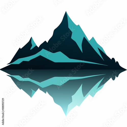 Mountain reflection in lake silhouette vector illustration