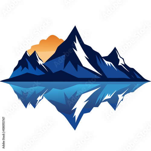 Mountain reflection in lake silhouette vector illustration