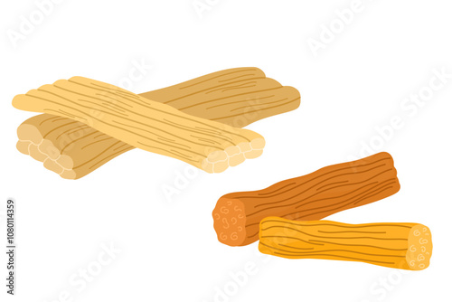 Soy asparagus. Vegan plant-based protein alternative. Healthy vegetarian soybean food, veg soya produce. Flat vector illustration isolated on white background