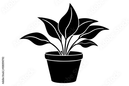 house plant silhouette vector illustration.