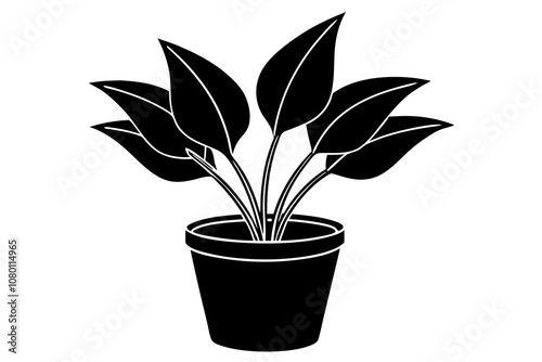 potted plant silhouette illustration.