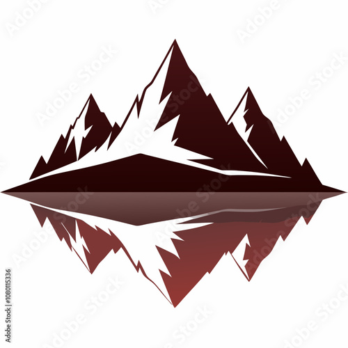 Mountain reflection in lake silhouette vector illustration