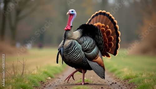  Wild turkey strutting in the woods