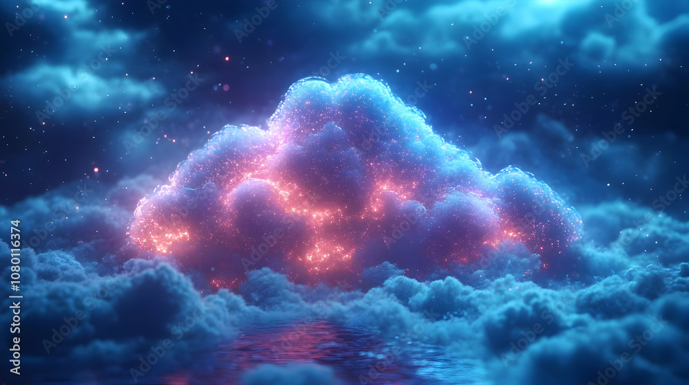 Glowing Cloud Abstract 3D Illustration Glowing Cloud Abstract 3D Illustration