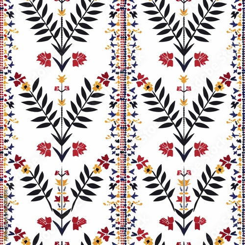 Vibrant Middle Eastern Embroidery Pattern for Textile Design Generative AI photo