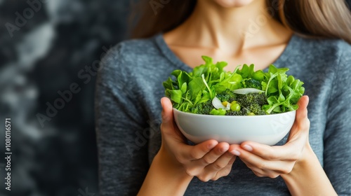 Bowl of Fresh Green Vegetables, Highlighting Healthy Nutrition and Vibrant Organic Wellness, Generative AI