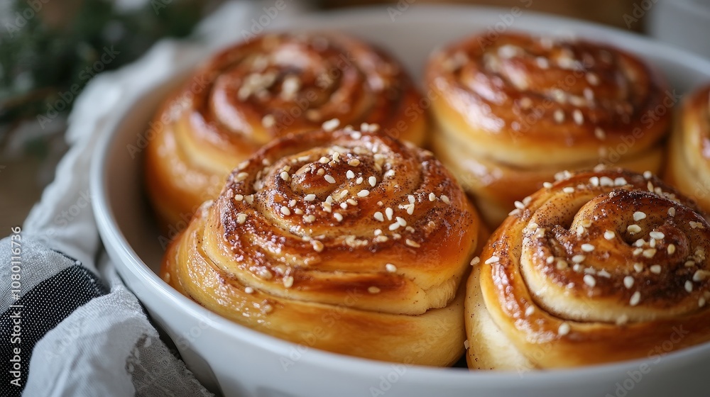 Freshly baked rolls with a golden crust and sesame topping, perfect for breakfast or as a delicious snack. Freshly baked rolls with a golden crust and sesame topping, perfect for breakfast or as a delicious snack.