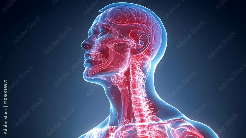 3D Illustration of Human Head and Neck Anatomy 3D Illustration of Human Head and Neck Anatomy