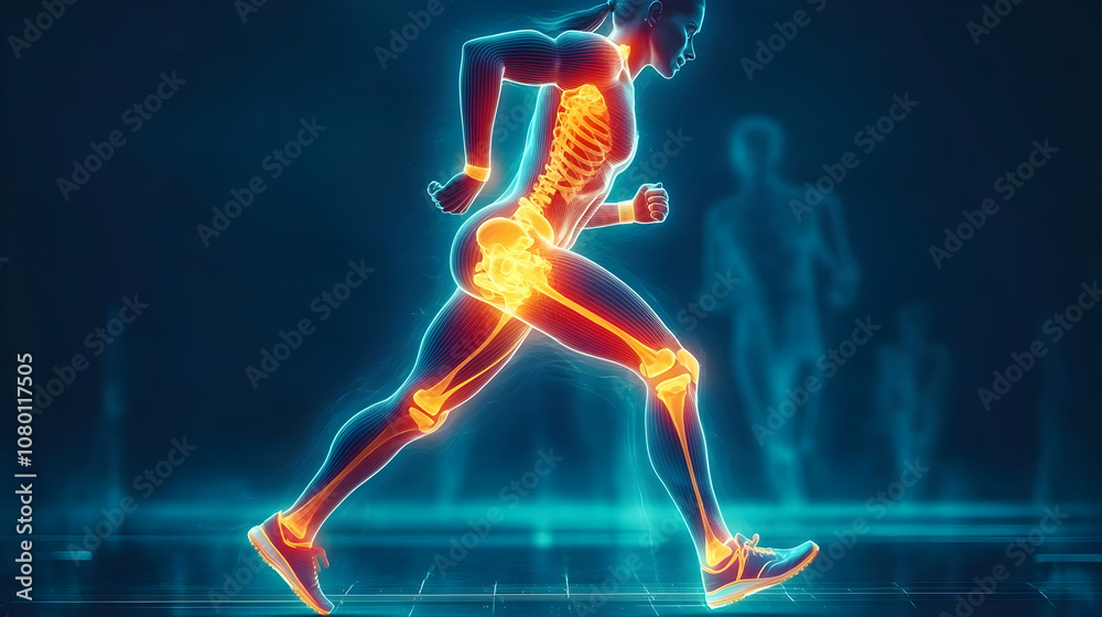 Running Human Skeletal Anatomy Illustration Running Human Skeletal Anatomy Illustration