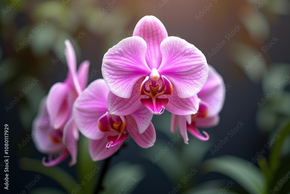 Obraz premium Beautiful pink orchid in bloom
