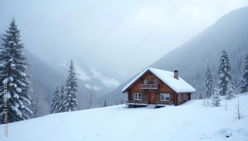 Cozy cabin in the snowy mountains Cozy cabin in the snowy mountains