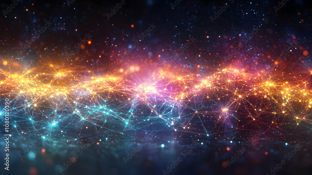 Abstract Background with Glowing Network Lines and Stars Abstract Background with Glowing Network Lines and Stars