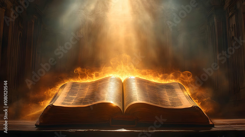 Open Book of Flames Illustration photo